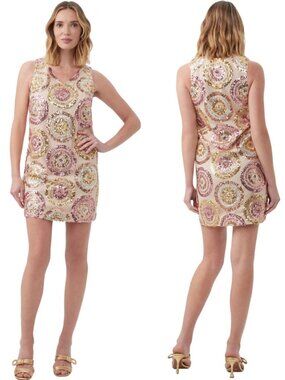 Trina Turk Glitterati Sequin Mini Dress Womens 6 Tan Cocktail Party Designer NWT